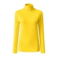thumbnail image 6 of Rigardu Women Casual Solid Long Sleeve Mock Turtleneck Blouse Tops Slim Fit Stretchy Layer Tee Shirts Yellow + L, 6 of 7