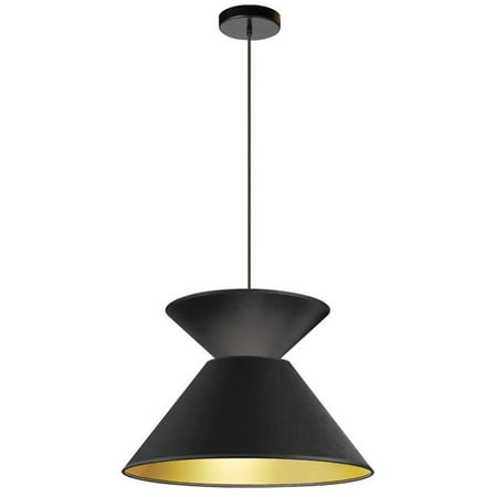 

Dainolite PAT-181P-BK-698 18 in. Patricia Single Pendant 1 Light with Black & Gold Shade Matte Black