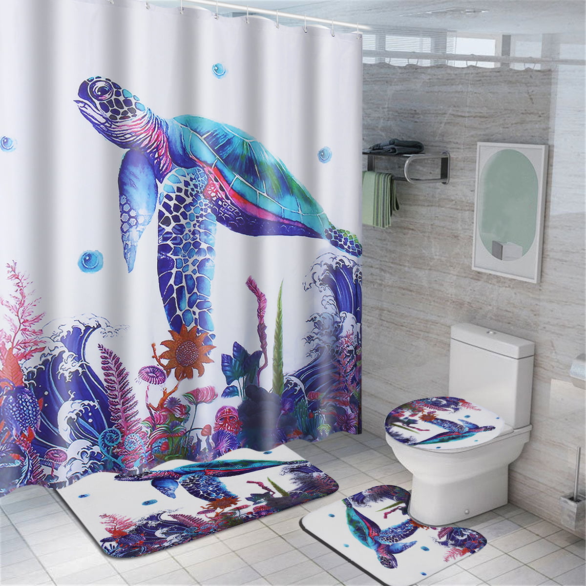 Details about   Frog on Wheat Animal Bathroom Waterproof Fabric Shower Curtain Bath Mat 12 Hooks