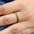 thumbnail image 3 of KIRAN FINE JEWEL Bezel Round Green Emerald Half Eternity Ring Yellow Gold Plated 925 Sterling Silver Anniversary Band Ring Statement Jewelry Gift For Her, 3 of 5