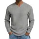 thumbnail image 1 of Ceisia Men's Summer Casual Solid Color V-Neck Long Sleeve Top - Comfortable Daily Outdoor Wear Gift, 1 of 6