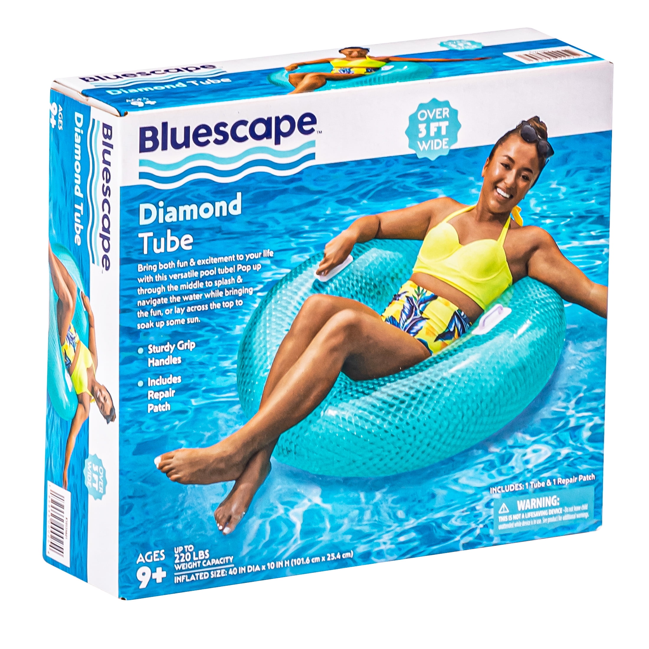 Bluescape Blue Diamond Sparkles Inflatable Tube Pool Float, for Kids & Adults, Age 9 & up, Unisex