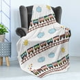 thumbnail image 4 of Cartoon Soft Flannel Fleece Throw Blanket, Style Train and Tracklines on Sunny Day Hand Drawn Sun and Clouds Flowers, Cozy Plush for Indoor and Outdoor Use, 50" x 60", Multicolor, by Ambesonne, 4 of 5