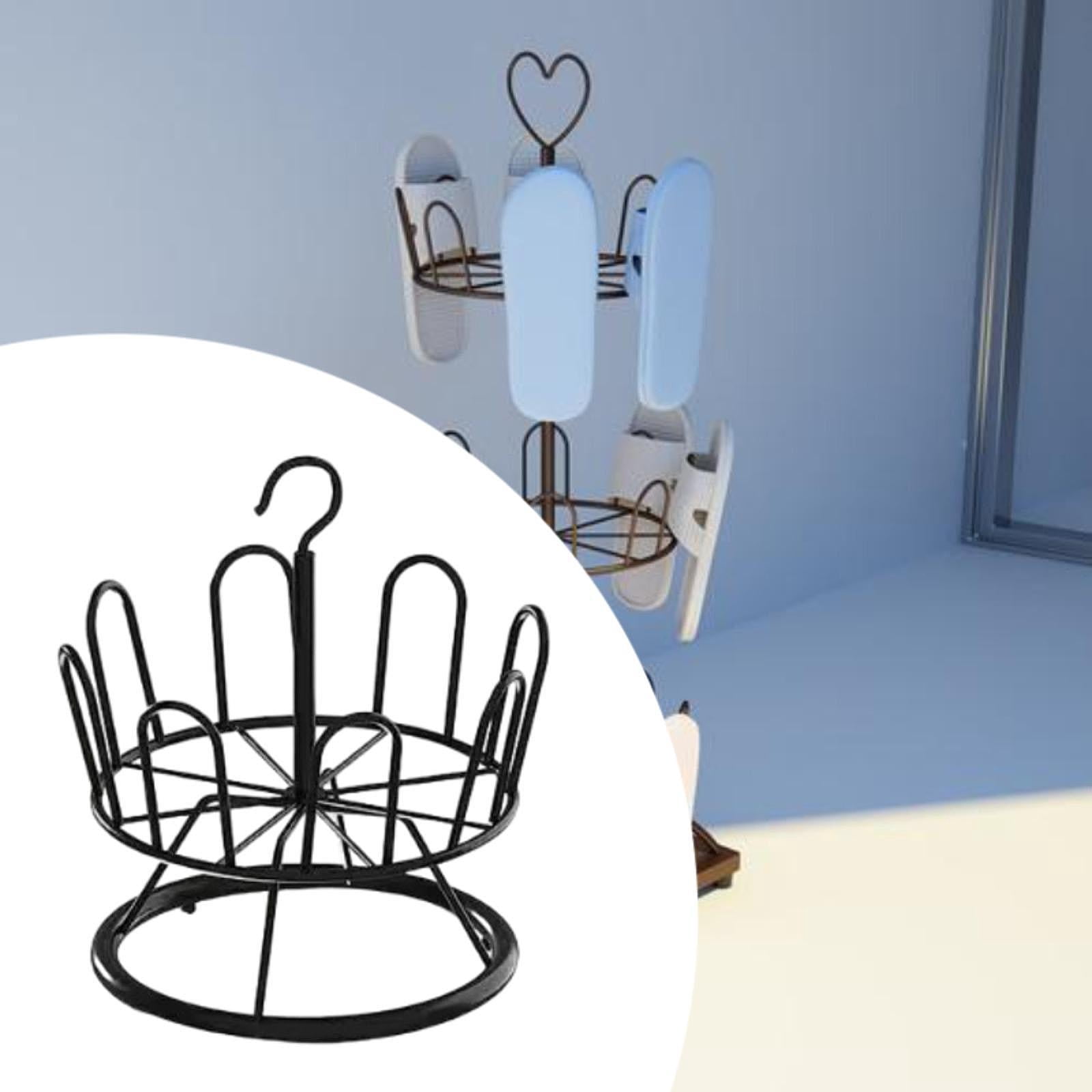 perfk Revolving Shoe Rack Modern Metal Shoe Tree Rack for Apartment Farmhouse Dorm Black 1 Tier