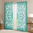 thumbnail image 2 of Feelyou Adult Bohemian Damask Black Out Curtains, Cyan Flower Floral Curtains Pack of 2 (42x63 Each), Tribal Paisley Mandala Bedroom Curtains, Black Out Curtains Decor, 2 of 6