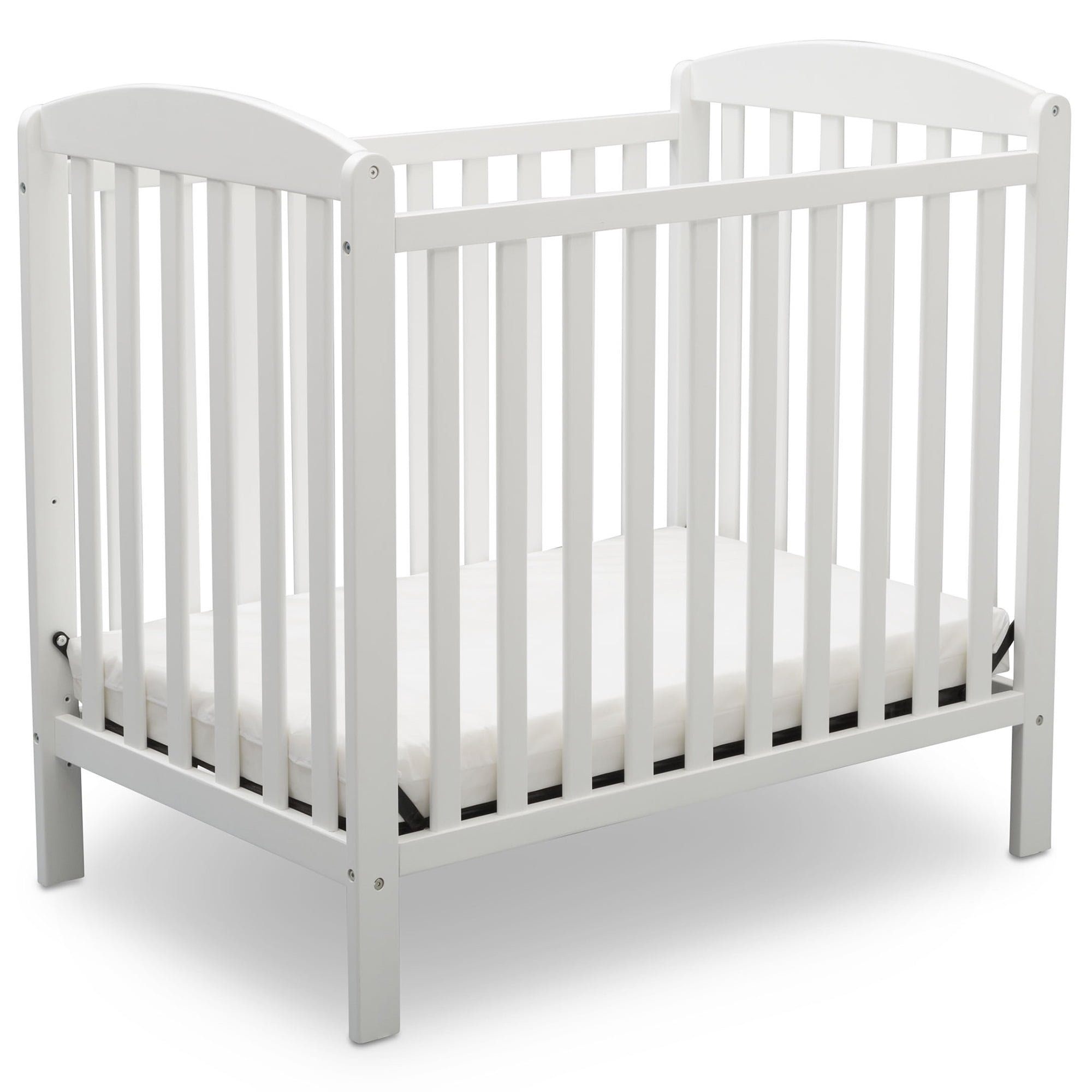 Delta Children Gateway Mini Convertible Baby Crib with Mattress, Bianca White