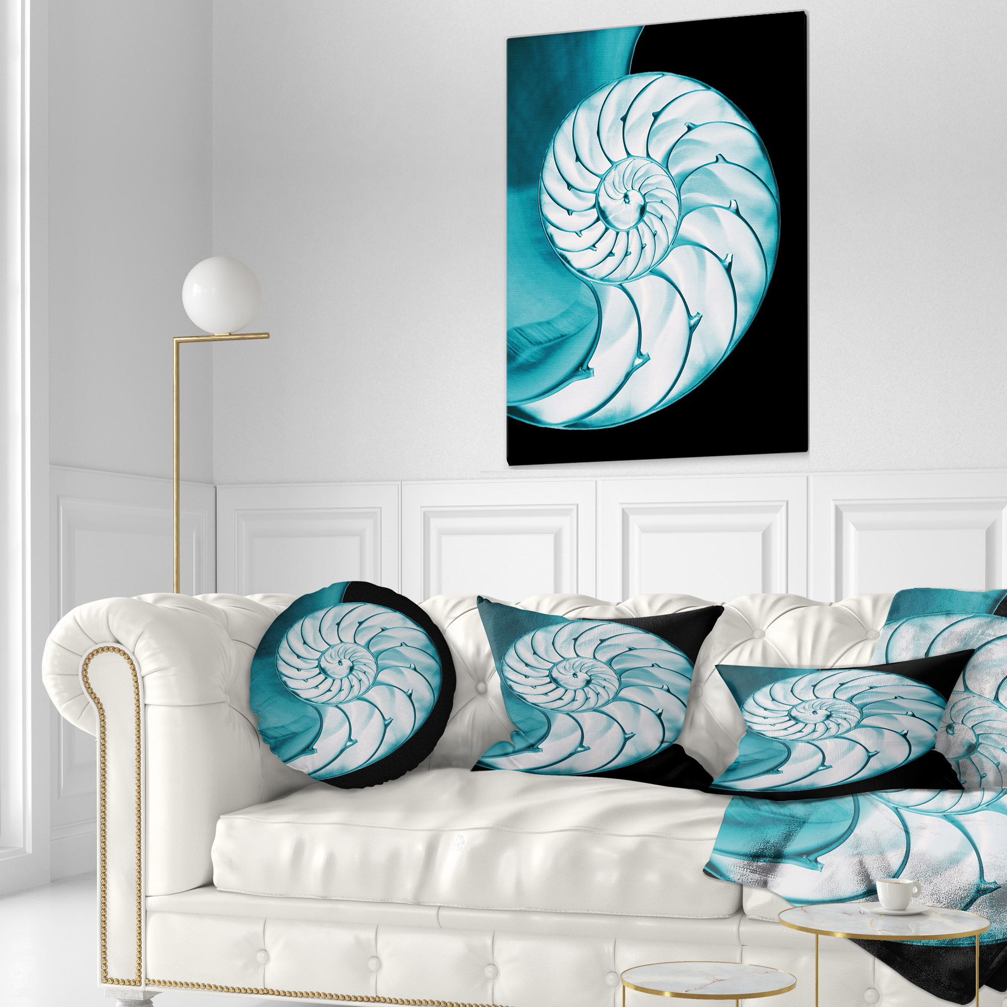 Designart Chambered Nautilus Shell - Contemporary Throw Pillow - 12x20