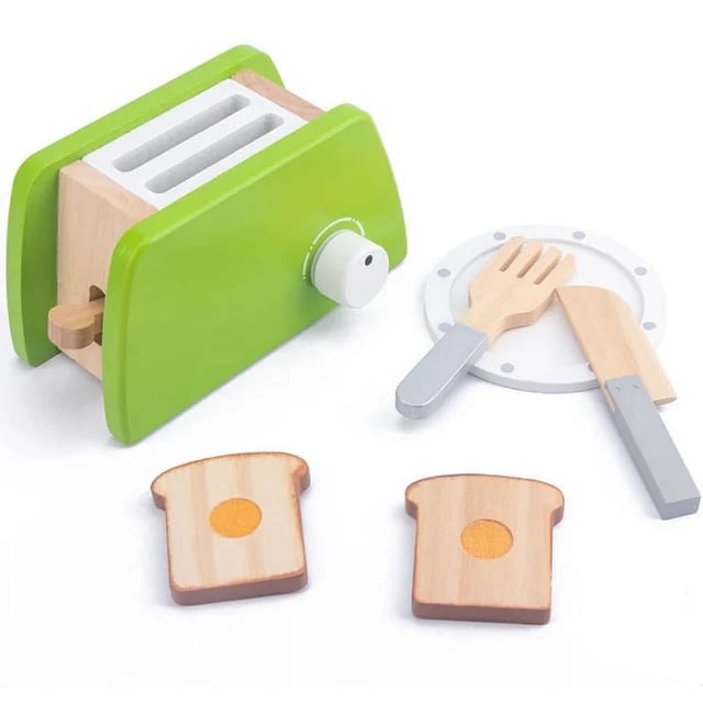 New DIY Wooden Kitchen Toy Pretend Play Simulation Model Set Bread Machine Cooking Educational Toys Gift For Children Kids Girls
