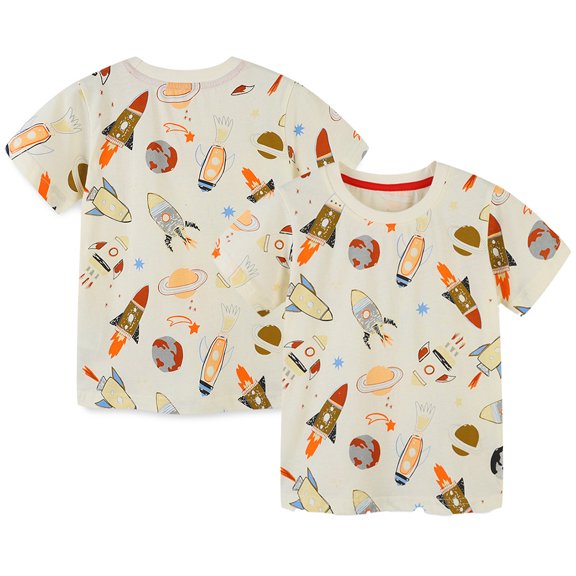 LYMAYTER Toddler Kids Boys Cotton Tee Shirt 2-8T Baby Summer Short Sleeve Tees Shirt Tops Casual Crew Neck Cotton T-Shirt