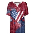 thumbnail image 4 of haizhen 4th of July Shirts Women 250th Anniversary USA 3/4 Length Sleeve Womens Tops Casual Henley V Neck Patriotic Tshirts Red White and Blue T Shirts Red, S, 4 of 5