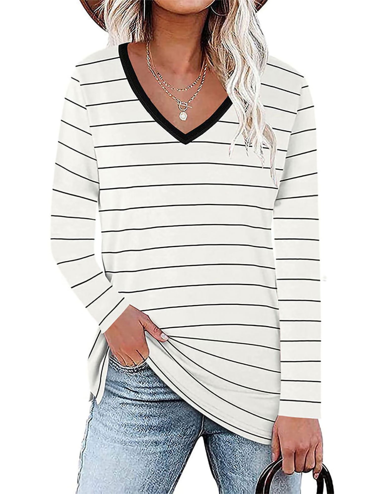 H&M Ribbed Shirt white striped pattern casual look Fashion Shirts Ribbed Shirts 