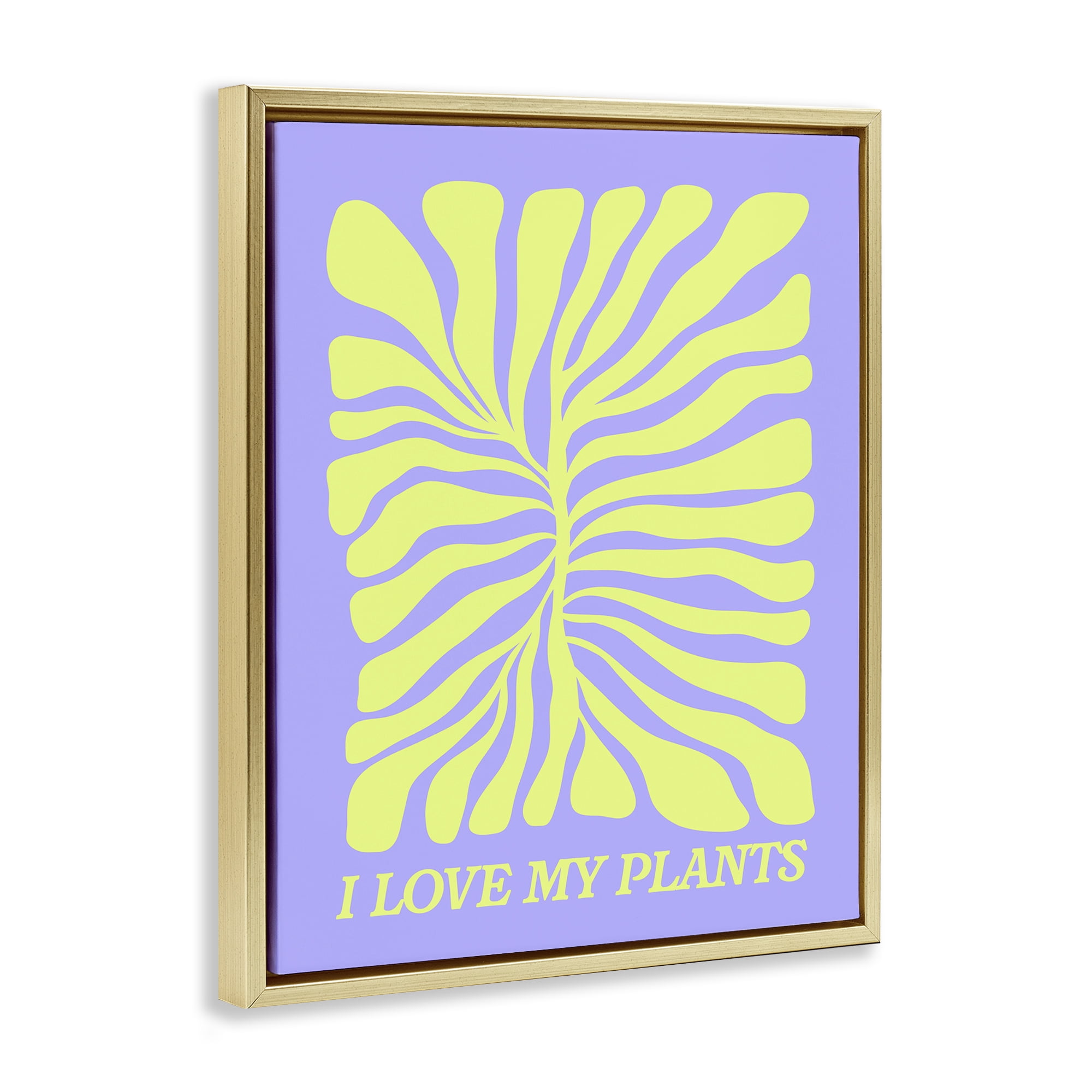 Stupell Industries Midcentury Love My Plants Plants & Flowers Painting Gold Floater Framed Canvas Art Print Wall Art, 25 x 31