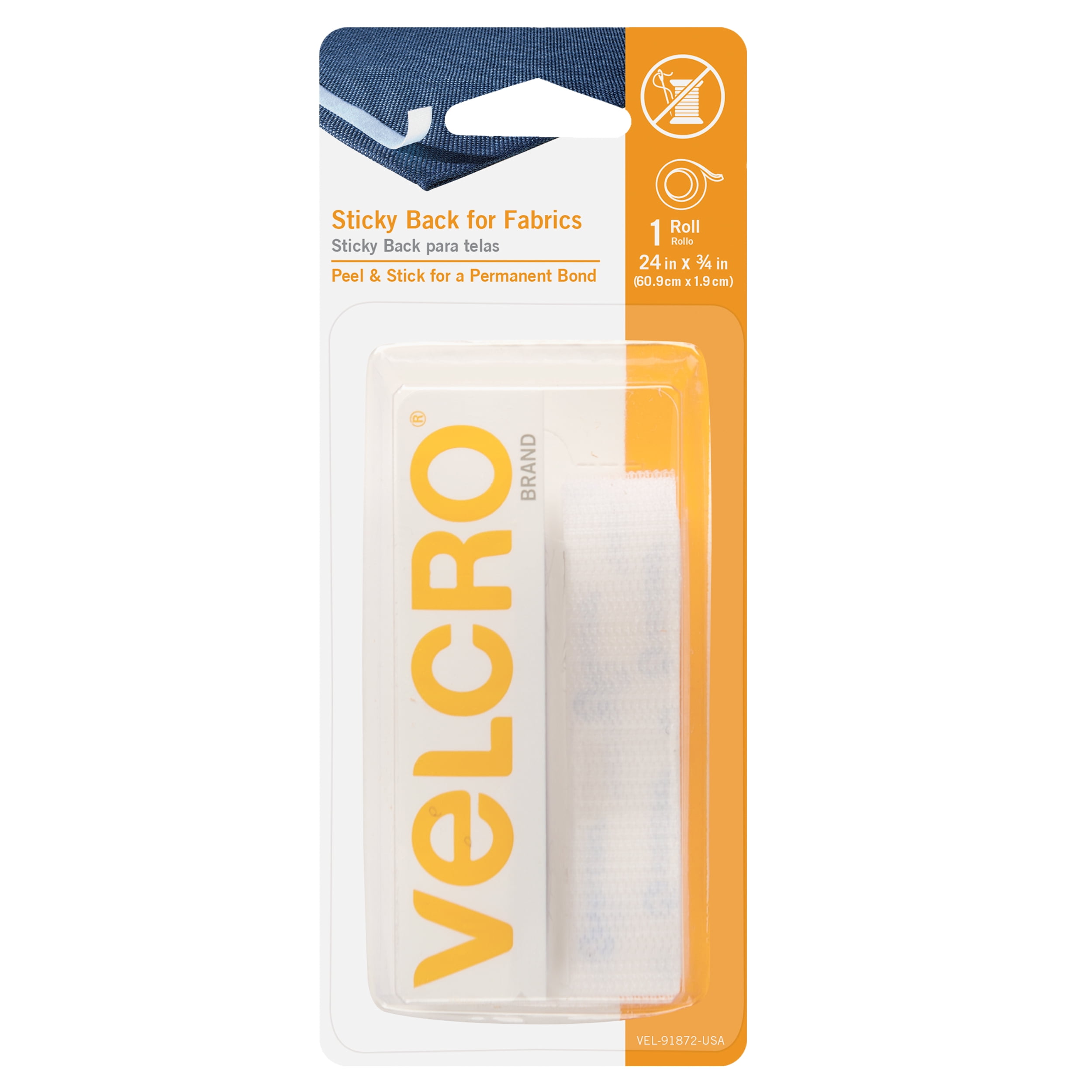 VELCRO Brand For Fabrics | Sew On Fabric Tape for Alterations and Hemming | No Ironing or Gluing | Ideal Substitute for Snaps and Buttons | 24in x 3/4in Roll White
