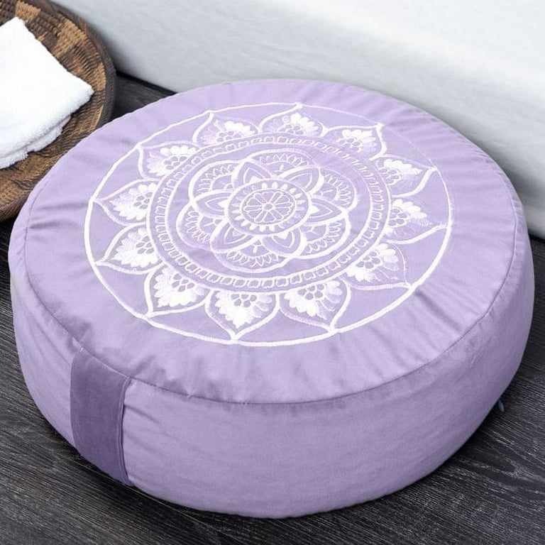 Florensi, Round Meditation Cushion (16x16x5), Large Floor Support  Pillow for Yoga, Women & Men, Removable Velvet Cover, Filled with 100%  Buckwheat