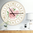 thumbnail image 2 of Designart 'Hand drawn Pink Roses Shabby Chic Vintage ' Modern wall clock, 2 of 3