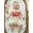 thumbnail image 4 of BemeyourBBs Infant Baby Boy Valentines Day Outfit Newborn Fall Winter Spring Clothes Lover Boy Letter Embroidery Waffle Knit Romper Pants Set, 4 of 9