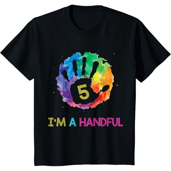 Kids I'm a Handful Five Year Old Gift Cute 5th Birthday Boys T-Shirt