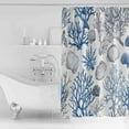 thumbnail image 4 of 72x78 Inch Shower Curtain Coastal Blue Coral Bathroom Decor Waterproof Fabric Bathtub Bath Curtains Decorative Ocean Sea Shell Conch Watercolor Extra Long Shower Curtain Set with Hooks, 4 of 6