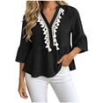 thumbnail image 2 of Neewe Women Classic Plain Fashion V-Neck 3/4 Sleeve Tops Casual Loose Basic T Shirt Daily Outfits, 2 of 6