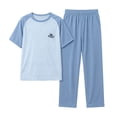 thumbnail image 3 of Cethrio Girls' Pajama Sets Short Sleeve, Comfy 2 Piece Casual Summer Girls' Sleepwear Light Blue Size 3-4T, 3 of 7