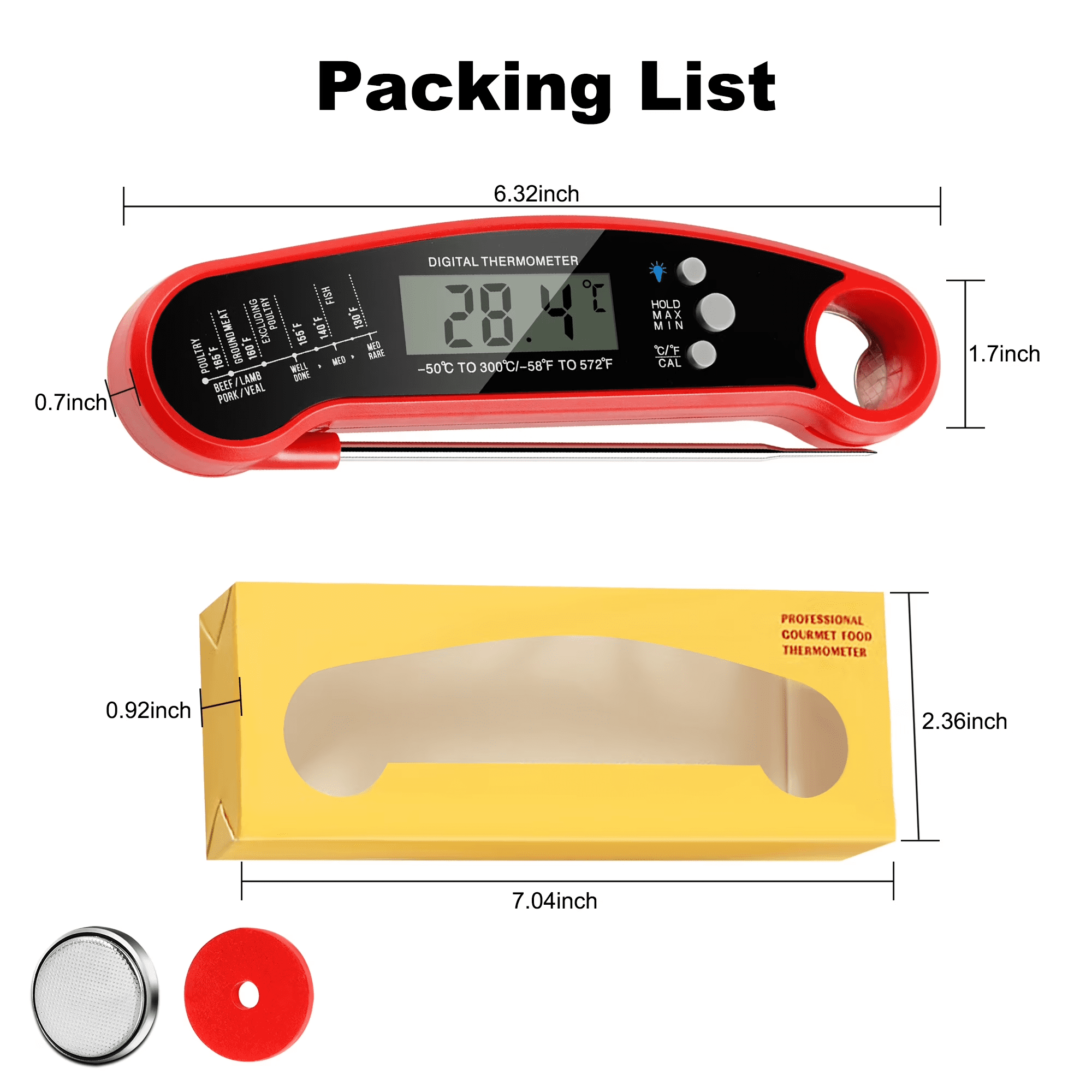 AGCAN Digital Meat Thermometer Instant Read Food Thermometers for BBQ Grilling Cooking