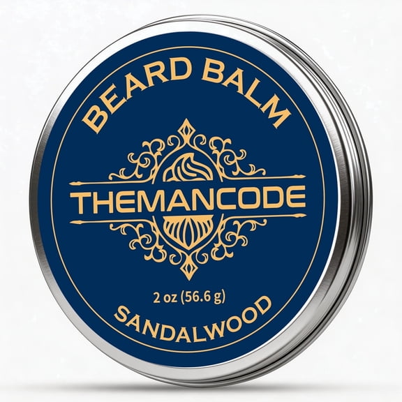THEMANCODE Beard Balm for Men, Softens & Hydrates Coarse Beard Hair, Light Control to Tame Flyaways, Daily Beard Care, Beard Balm Gift for Him & Men, Father’s Day Gift for Dad, Sandalwood, 2 oz