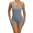 thumbnail image 2 of Wyongtao Women's Sexy Bodysuit Workout Rompers One Piece Summer Outfits Shorts Jumpsuits Gym Yoga Clothes,Gray L, 2 of 9