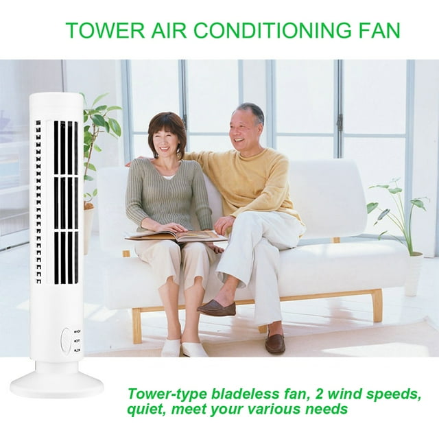 USB Standing Tower Fans Bladeless Floor Air Conditioner Tower Fan; Humidifier Energy-Saving Slim Design Conditioning Ventilator Fan White