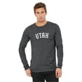 thumbnail image 2 of Daxton Retro Utah Arch Font Long Sleeves T Shirt Soft Medium Weight Cotton, Heather Charcoal Tee White Font, 2XL, 2 of 2