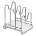 thumbnail image 2 of Stainless Steel Cutting Board Holder Rack with Lid and Pan Organizer, Three-Compartment Kitchen Counter Drying Rack with Drip Tray for Pot Lid and Chopping Board Storage, 2 of 9