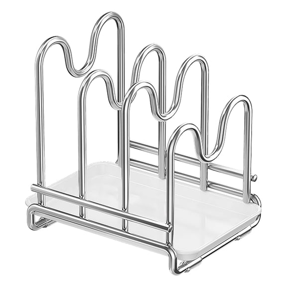 Cutting Board Rack with 2/3 Section, Chopping Board Organizer Standing Holder Kitchen Countertop Dishes Plates Pot Lids Holder, Pot Lids Rack Organizer Heavy Duty Metal, 1Pc(Silver1,7.6x6.6x8.4")