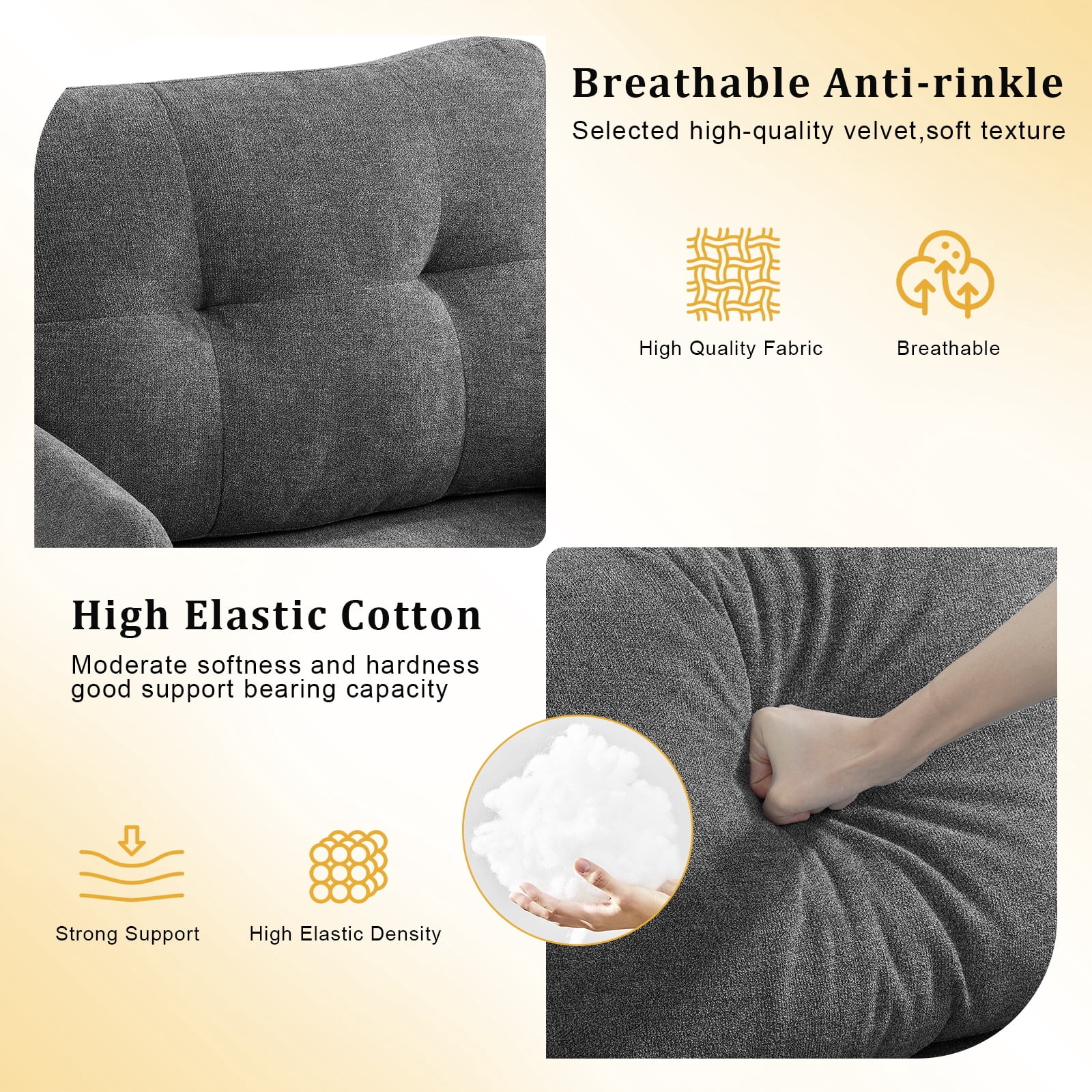 MBBMW Modern Upholstered Accent Chair Armchair, Linen Living Room Chair, Single Sofa with Side Pocket and High Resilience Seating , Gray