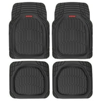 MotorTrend FlexTough Tortoise, Heavy-Duty Rubber Floor Mats for All Weather Protection, Deep Dish, Black