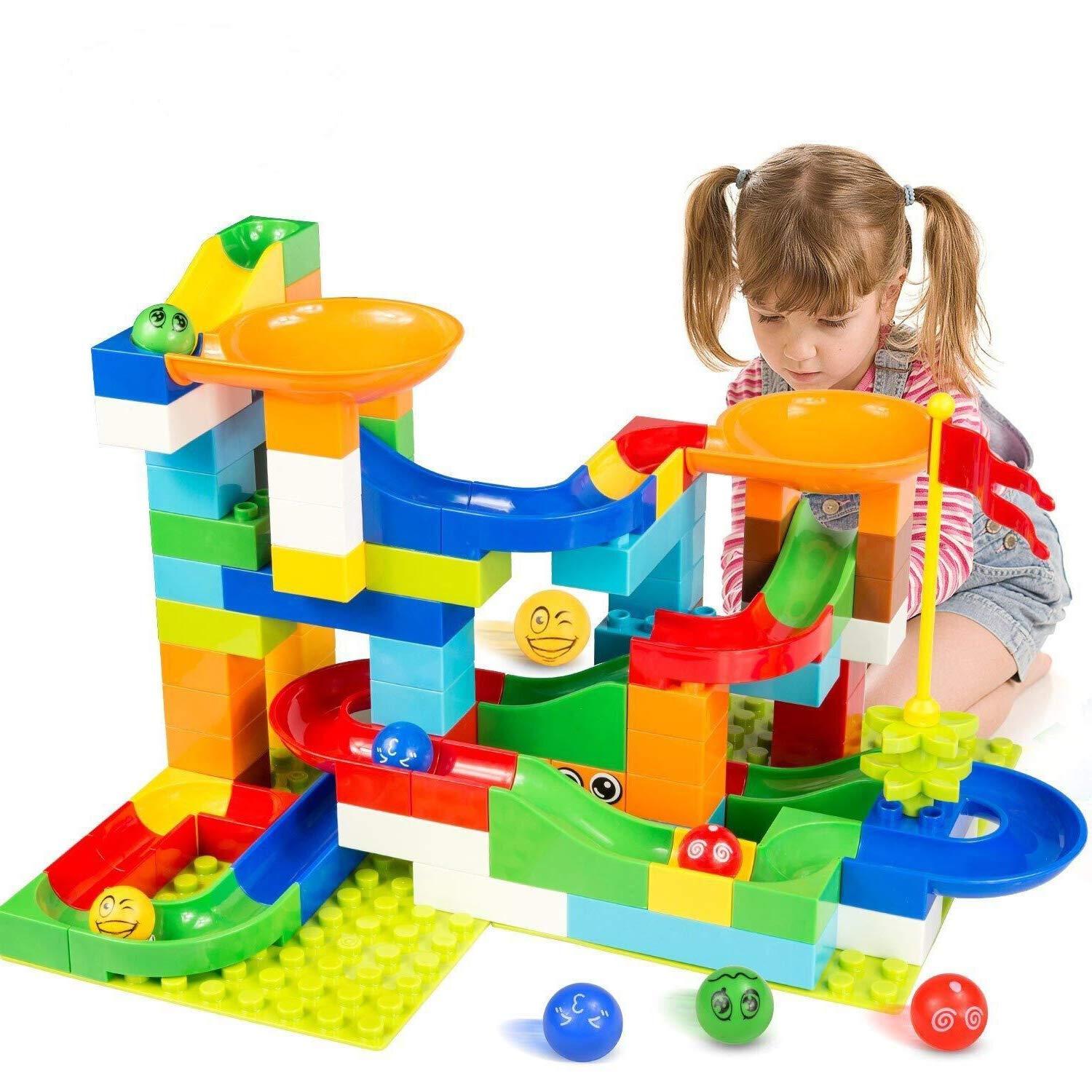 BATTOP Marble Run Building Blocks Construction Toys Set Puzzle Race