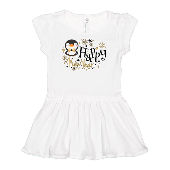 Inktastic Happy New Year with Cute Penguin Girls Baby Dress