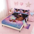 thumbnail image 2 of Erosebridal Magical Black Girl Full Size Sheets,Watercolor Dreamy Princess Wings Bed Sheets For Kids 4-Piece, 2 of 6