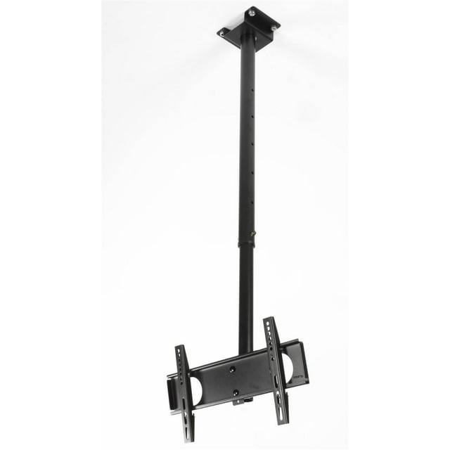 TV Ceiling Mount for Flat-screen Monitor Between 23" and 70", VESA-compatible Mounting Bracket with Extending Post, Rotating and Tilting Fixture, Steel (Black) (LMCEL2342)
