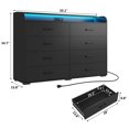 thumbnail image 2 of 8 Drawer Dresser for Bedroom, 55" Long Wood dresser with Power Outlet, LED Light and Deep Big Drawers, Modern Minimalist Black Dresser Wide Chest of Drawers for Bedroom, Living Room, 2 of 10