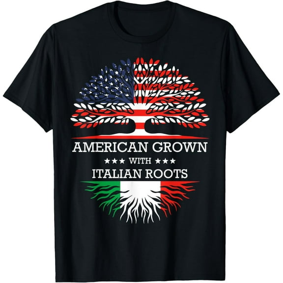 American Grown with Italian Roots USA Flag T-Shirt