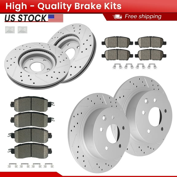 ACB ZONE Front Rear Brake Kits for 2013-2023 Nissan Altima, Drilled Slotted Disc Brake Rotors and Ceramic Brake Pads