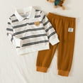 thumbnail image 2 of TEDOYE Boys Outfits Sets Casual Striped Lapel Long Sleeve Shirt Pants Toddler Clothes For Daily Wear Outdoor Activities Holiday Wear, 18-24 Months, 2 of 9