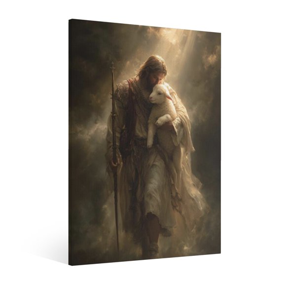 Vintage Jesus Canvas Wall Art Paint, Jesus Pictures Canvas Print Posters Wall Decor, Christian Christmas Wall Art Home Church Decor for Living & Prayer Room Bedroom Wall Decor Framed