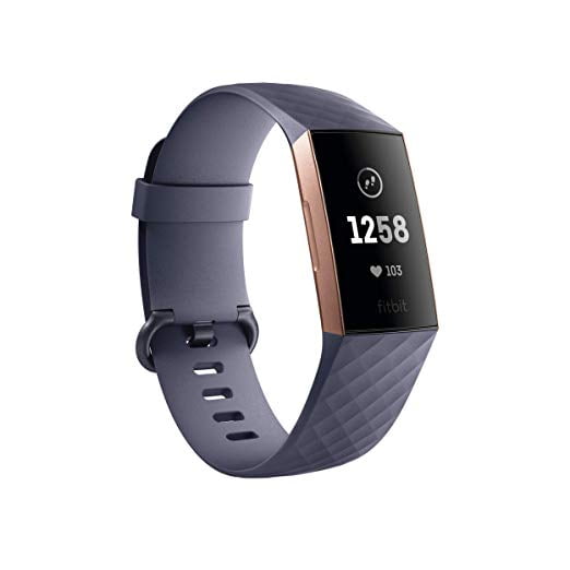 Refurbished Flex FB409RGGY Fitbit Charge 3 Advanced Heart Rate + Fitness Tracker, Rose Gold/Blue Grey, One Size (S & L Bands Included) )