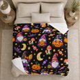thumbnail image 5 of Whimsical autumn celebration Gnomes Pumpkins Bats Cute, Festive autumn celebration Scene, Warm Flannel Blanket for Living Room and Family Room, Art Lovers autumn celebration Gift, Festive Home Decor, 5 of 9