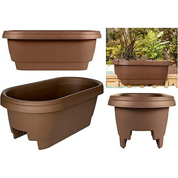Bloem Deck Rail Planter, Balcony, Deck Balcony Rail Planter 24" Chocolate Brown 2-Pack