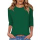 thumbnail image 3 of Suéteres para mujer,Camiseta de mujer con cuello redondo y manga 3/4, corte holgado e informal, tela de imitación de rejilla, cómoda para uso doméstico y diario, sopatenor, 3 of 7