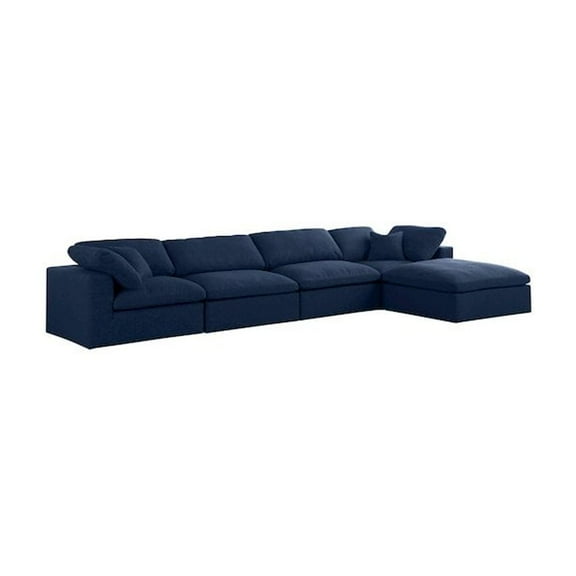 Meridian Furniture Serene Navy Durable Linen Fabric Modular Sectional