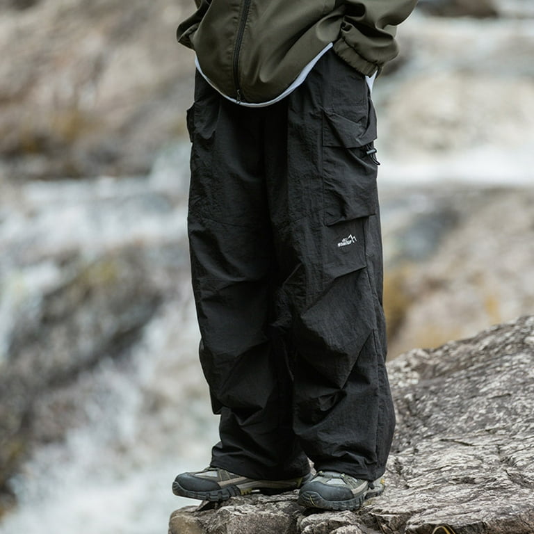 【COLOR iN ID】Parachute double cargo pants Pants for Men,Male Summer Double Pleated Parachute Pants