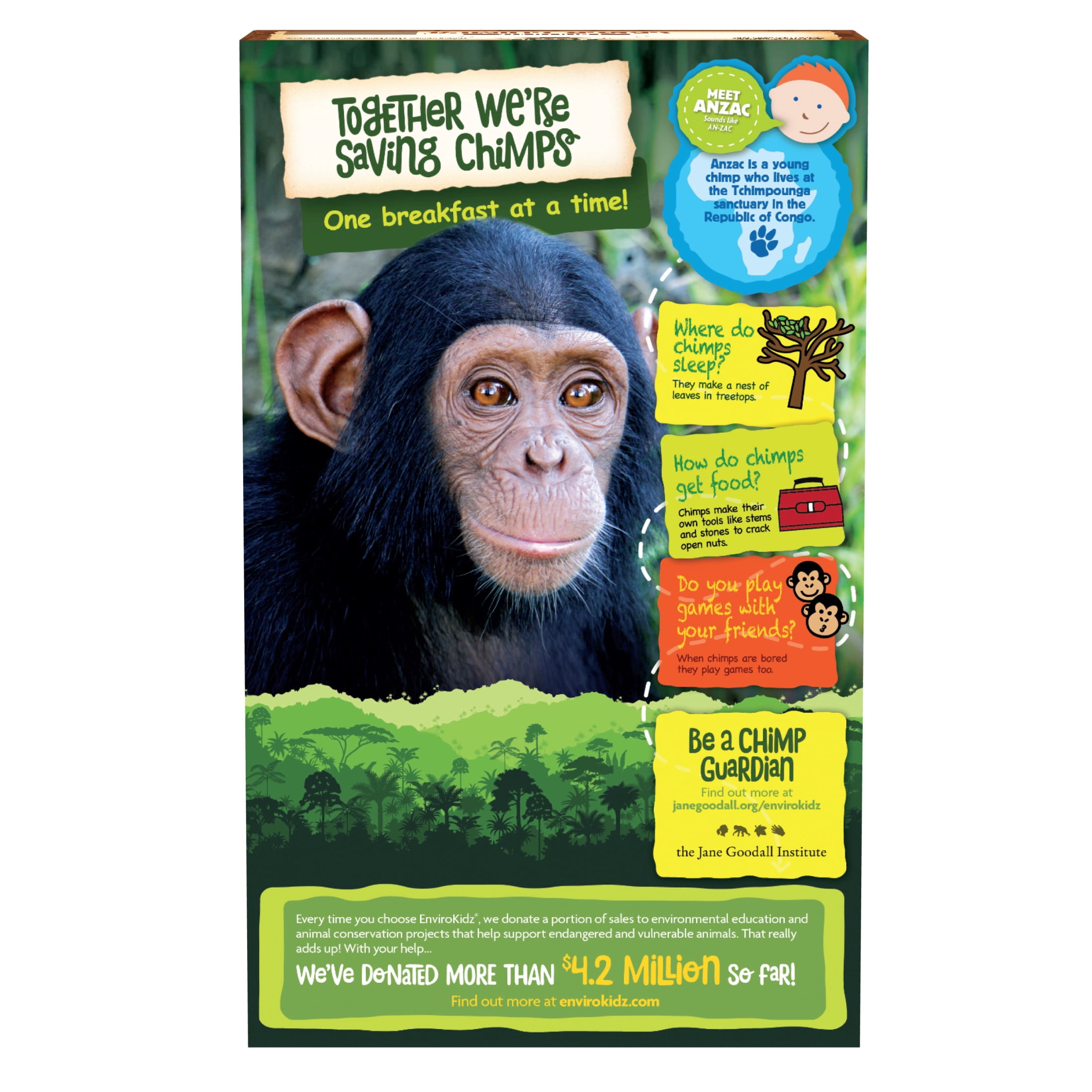 (3 pack) EnviroKidz Organic Breakfast Cereal, Choco Chimps, 10oz Box
