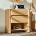 thumbnail image 6 of wow97e Modern Nightstand set of 2 for Bedroom, 25" Tall Wood End Table with Charging Station& Open Shelf , Bedside Table w/Rounded Corner Design for Bedroom, Living Room, 6 of 8